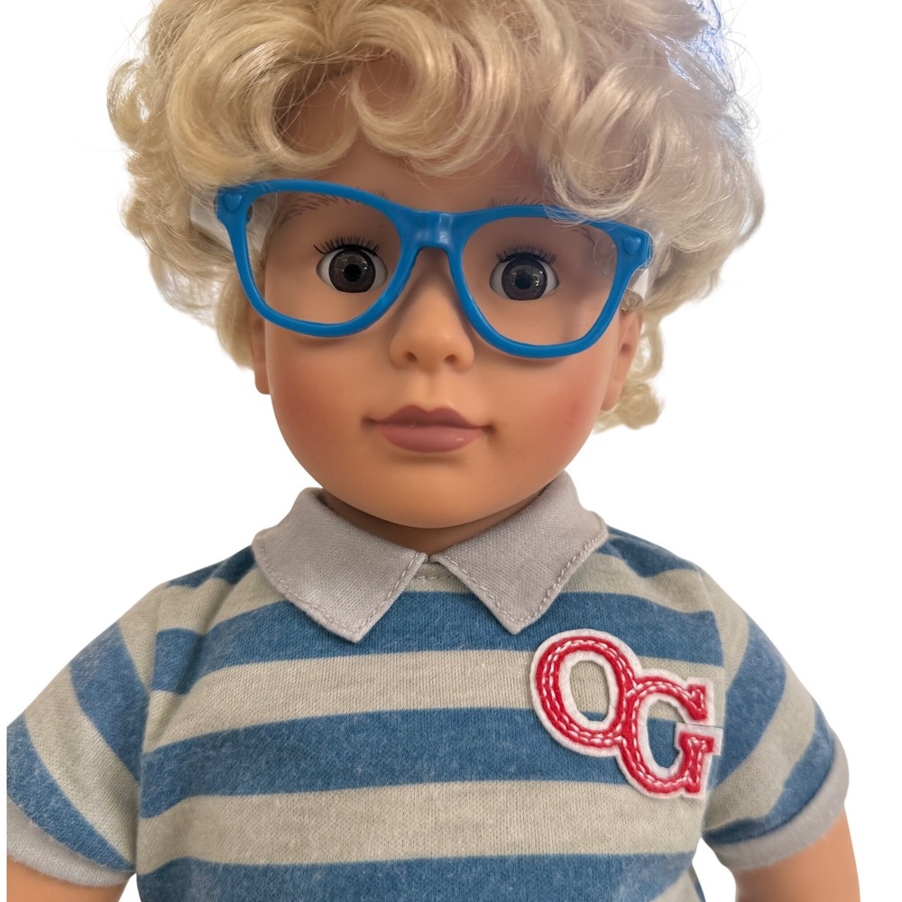 Our Generation Leo Boy Doll 18" Blonde Glasses Outfit Battat Read